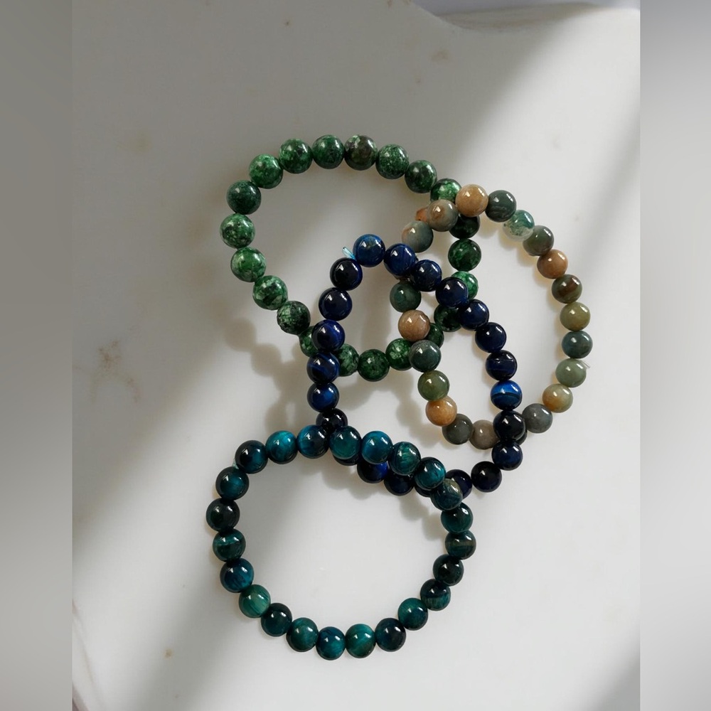 Set 4 Beaded Bracelets Stackable Stretch Earth To… - image 6